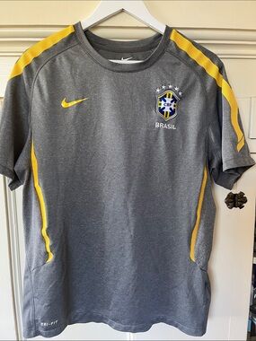 Nike Brasil Gray with Yellow Accent Training Tee